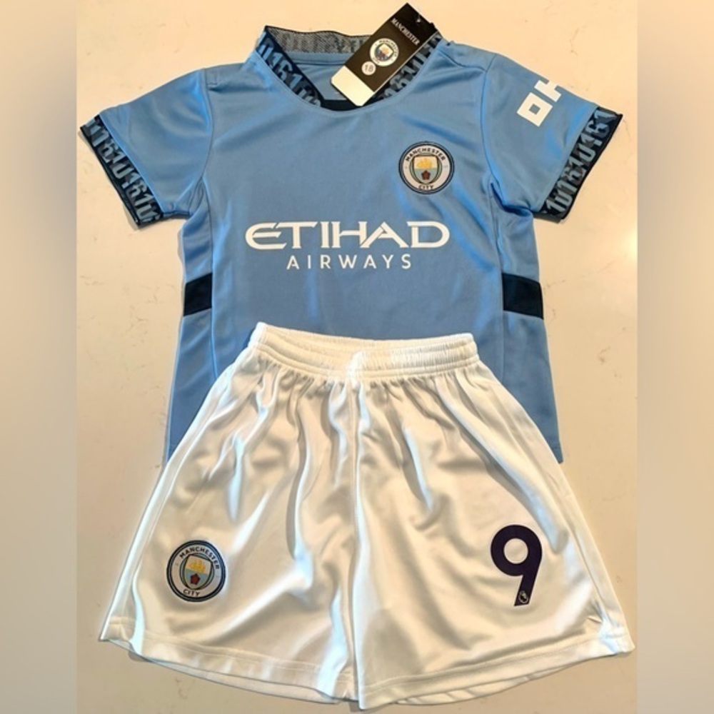 Haaland Kids Soccer Jersey Kit Size 22 Age 5-6 XS Toddler Haaland Shirt & Shorts